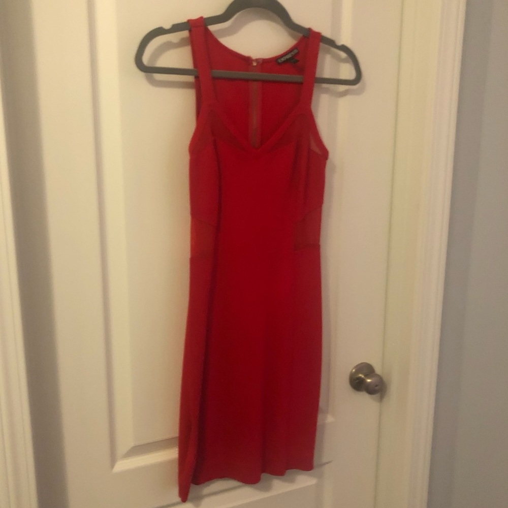 Red Cocktail Dress w/ Sheer Cut Outs